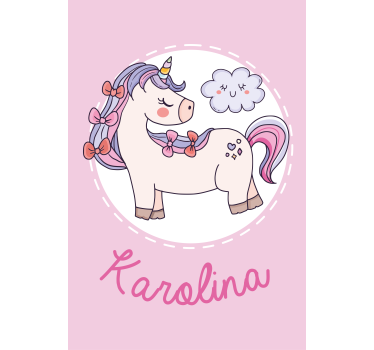 Unicórnio rosa com estor personalizado nome - TenStickers
