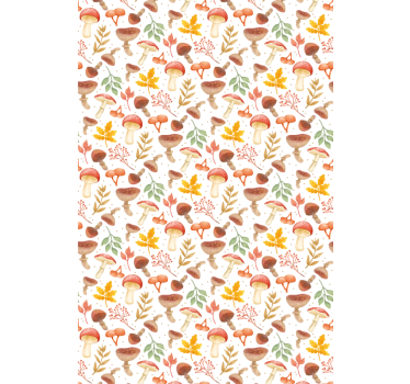 Cortina de janela de cozinha com padrão de cogumelo pintado à mão - TenStickers