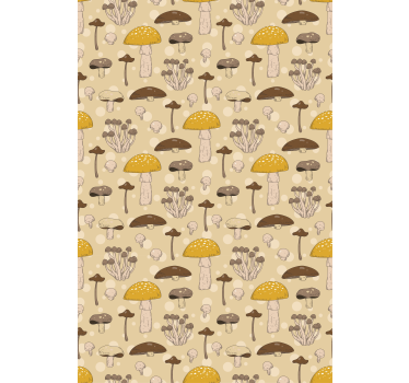 Cortina de janela de cozinha em cogumelo amarelo e marrom - TenStickers