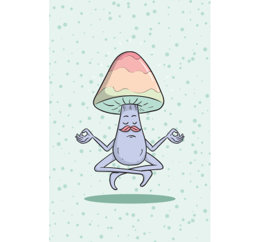 Cartoon cogumelo meditando a cortina da janela da cozinha - TenStickers