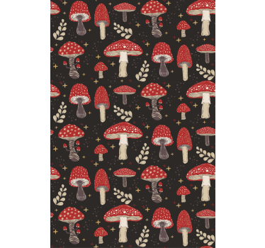 Cortina de janela de cozinha com padrão de cogumelos vermelhos - TenStickers