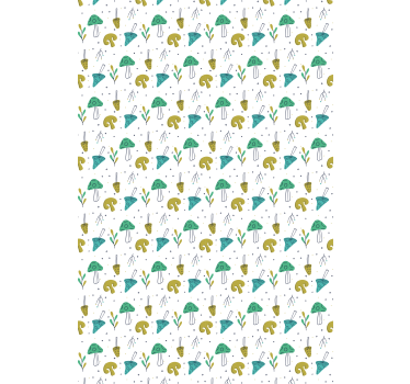 Cortina de cozinha desenhada à mão com padrão de cogumelo azul cl - TenStickers