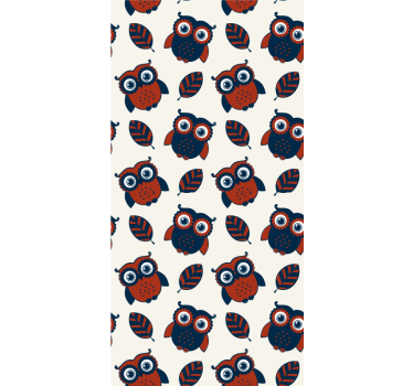 Estores de rolo de animais corujas e folhas em cartoon - TenStickers