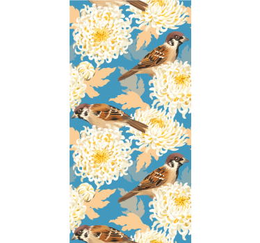 Estore de rolo animais variados flores coloridas e pardais - TenStickers