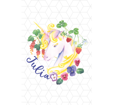 Cabeça de unicórnio sobre azulejos hexagonais crianças estors - TenStickers