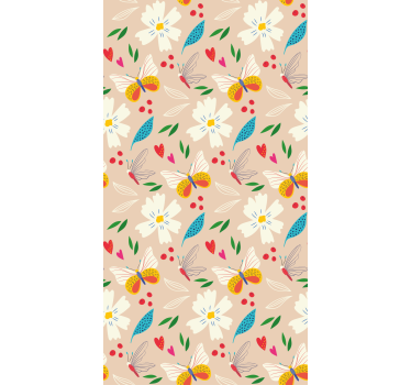Estore de rolo borboleta padrão floral bege - TenStickers