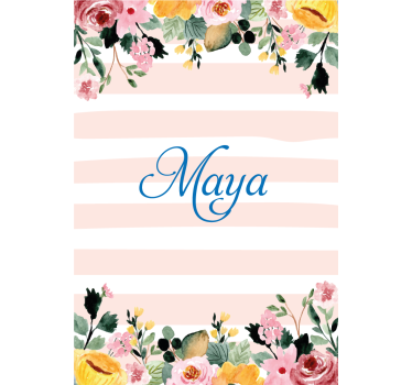 Estore de rolo florais com padrão listrado personalizado - TenStickers
