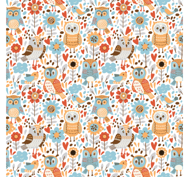 Estores de rolo de animais padrão de coruja encantadora - TenStickers