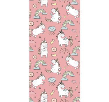 Unicórnios fofos e arte rosa estor - TenStickers