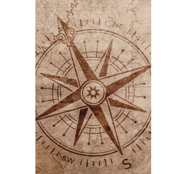 Estore de rolo do mapa mundial design de bússola vintage - TenStickers