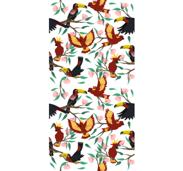 Estores de rolo de animais padrões de pássaros tropicais - TenStickers