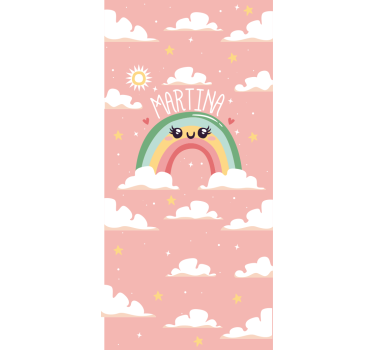 Estore de rolo infantil design de arco-íris rosa com nome - TenStickers