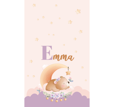 Estore de rolo infantil urso dormindo com nome - TenStickers
