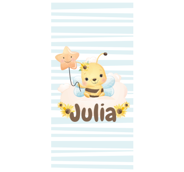 Estore de rolo infantil abelha fofa com nome - TenStickers