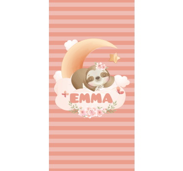 Estore de rolo infantil nome com preguiça e lua - TenStickers