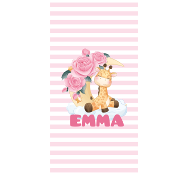 Estore de rolo personalizável girafa com rosas - TenStickers