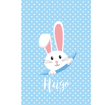 Estore de rolo quarto de bebé coelho branco com nome - TenStickers