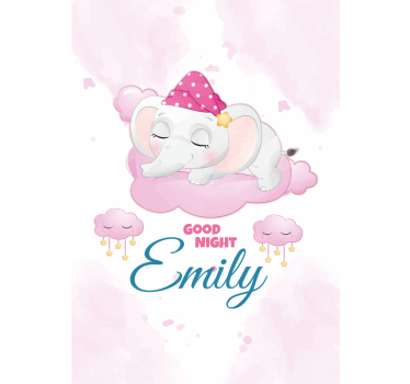 Estore de rolo infantil elefante dormindo com nome - TenStickers