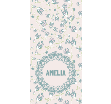 Estore de rolo juvenil nome com delicado motivo floral - TenStickers
