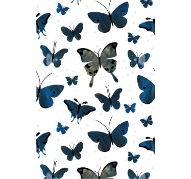 Estore de rolo borboleta inspiração de padrão azul e bege - TenStickers