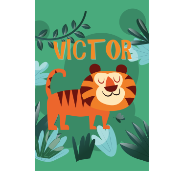Estore de rolo infantil tigre feliz com nome - TenStickers