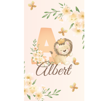 Estore de rolo infantil leãozinho com nome e inicial - TenStickers