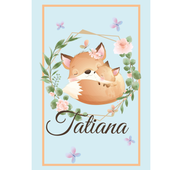 Estore de rolo infantil família de raposas com nome - TenStickers