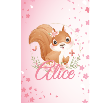 Estore de rolo infantil esquilo com nome - TenStickers