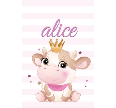 Vaca fofa para menina com nome babys estores - TenStickers
