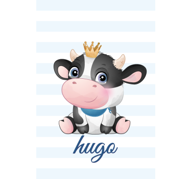 Estore de rolo infantil vaca coroada com nome - TenStickers