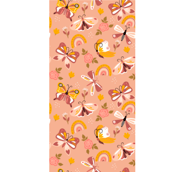 Estore de rolo borboleta padrão rosa esvoaçante - TenStickers