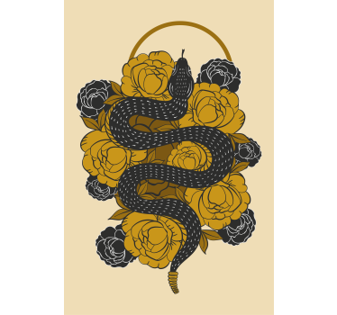 Estore de rolo animais variados cobra entre flores - TenStickers