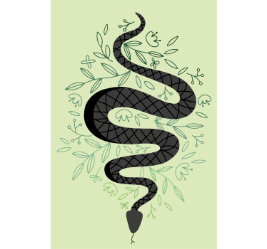 Estores de rolo de animais cobra com folhas - TenStickers