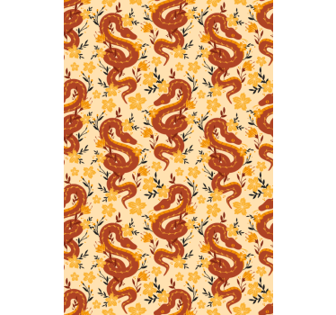 Estores de rolo de animais serpente com flores - TenStickers