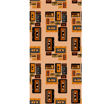 Cortina vintage com padrão de cassete dos anos 80 - TenStickers