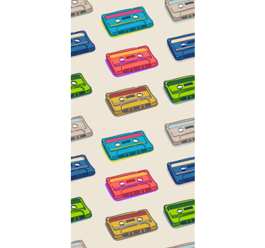 Padrão cassete multicores retrô mais vintage estor - TenStickers