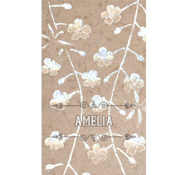 Estore de rolo para quarto de casal em bege floral com nome - TenStickers