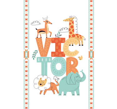 Estore de rolo infantil animais selvagens com nome - TenStickers