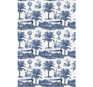 Estore de rolo vintage cena de palmeira azul - TenStickers