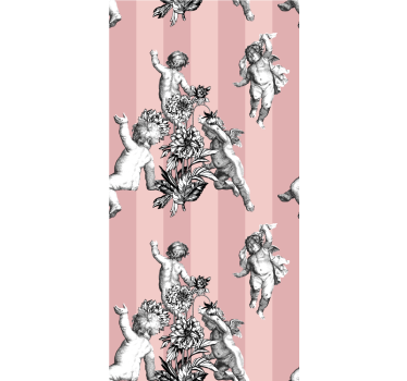 Estores de rolo clássicos querubins com flores - TenStickers