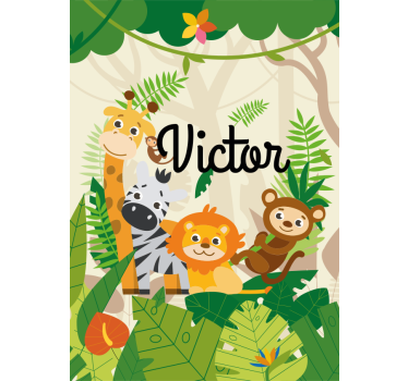 Estore de rolo infantil animais da selva personalizados - TenStickers