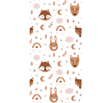 Estore de rolo infantil animais marrons fofos e arco-íris - TenStickers