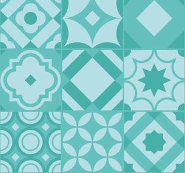 Estore de rolo cozinha azulejos clássicos turquesa - TenStickers
