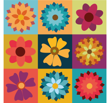 Estore de rolo cozinha azulejos de flores coloridas - TenStickers
