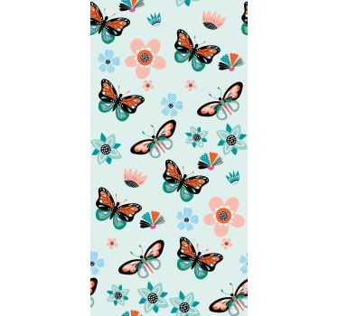 Estore de rolo infantil borboletas e flores - TenStickers