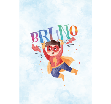 Estore de rolo de super-heróis estilo aquarela com nome - TenStickers