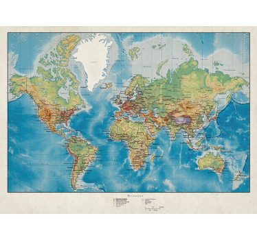 Estore de rolo do mapa mundial mercador - TenStickers