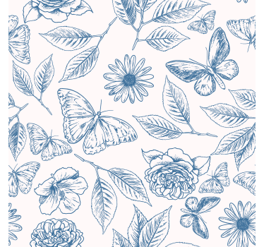 Estore de rolo borboleta desenho floral - TenStickers