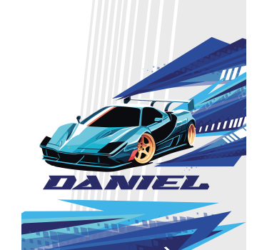 Estore de rolo personalizável carro de corrida azul - TenStickers