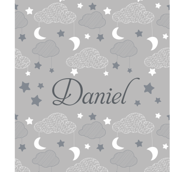 Estore de rolo personalizável nuvens estreladas cinzentas - TenStickers